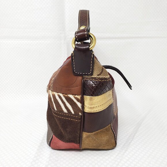 Coach Holiday Patchwork Demi Hobo Handbag - Suede Signature Mini Purse - Picture 3 of 16